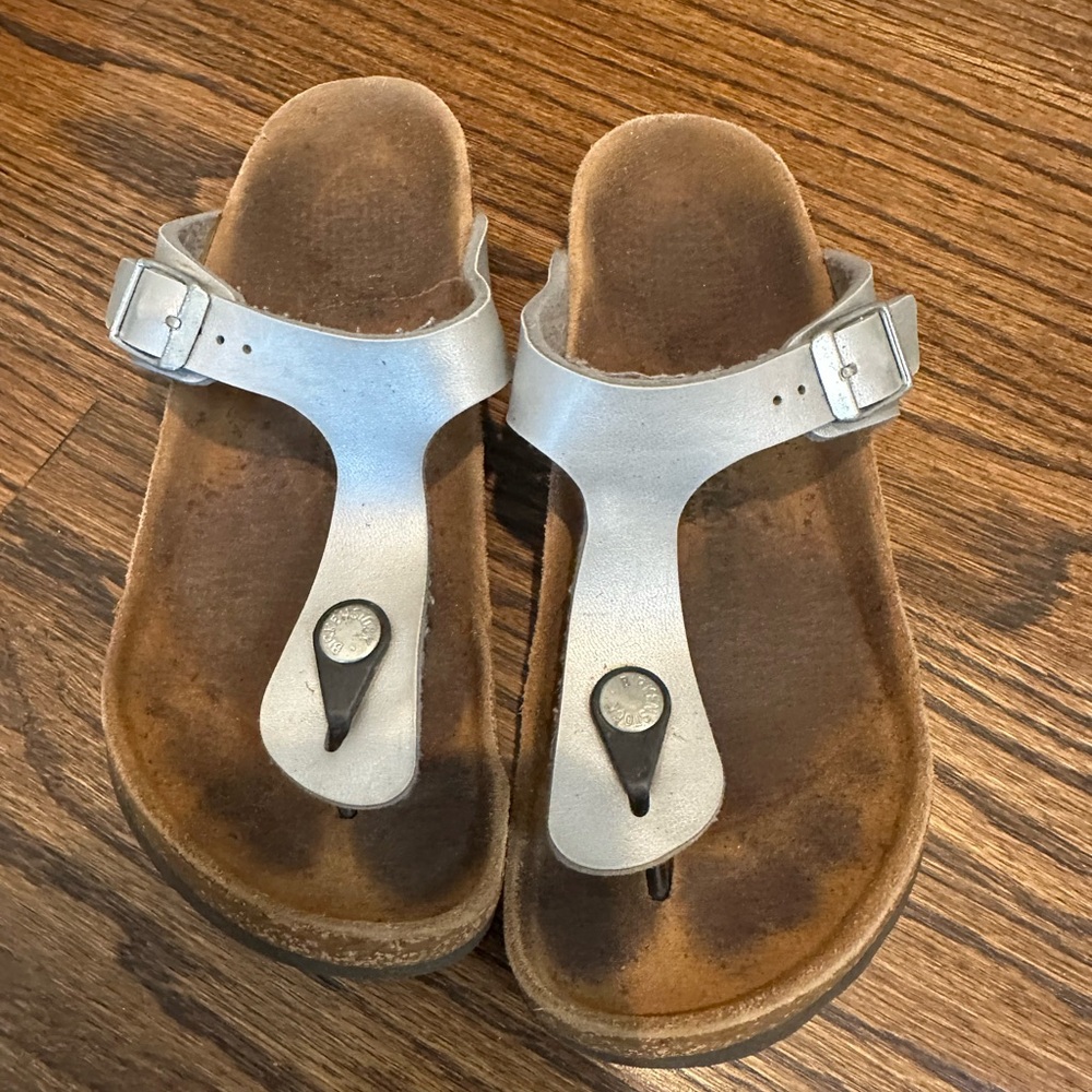 Silver Birkenstock Gizeh Sandals